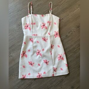 Lulus Floral Mini Dress White Pink Strappy Lightweight A-Line Size M